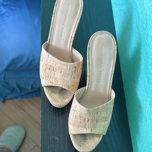 Veronica Beard Dali Tan Cork Wedges - Picture 2 of 6